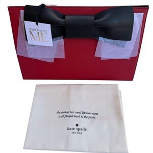 NWT Kate Spade Red Make It Mine Candace Purse Bag Black Bow Flap Sleeve Cover